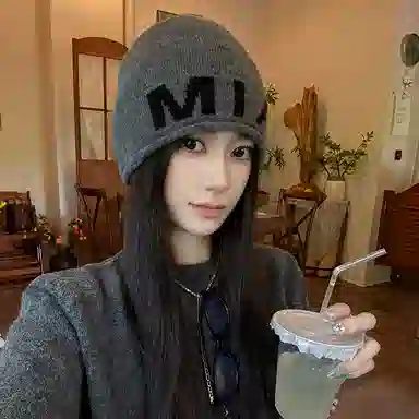 艾佳微 暖心韩系大头围保暖护耳套头针织 腈纶 绒线帽 男女同款情侣款