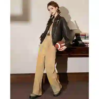 法文箱子 高级感小个子时尚皮衣 女款