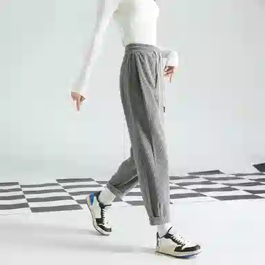 法文箱子 宽松哈伦裤春季纯色中腰长裤休闲裤 女款