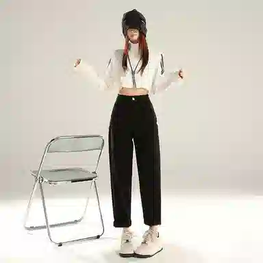 淑好百 大码春秋季直筒高腰牛仔裤 女款