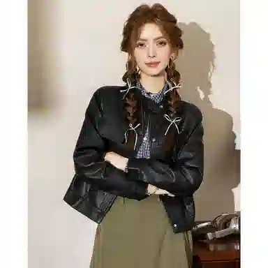 法文箱子 高级感小个子短款皮衣 女款