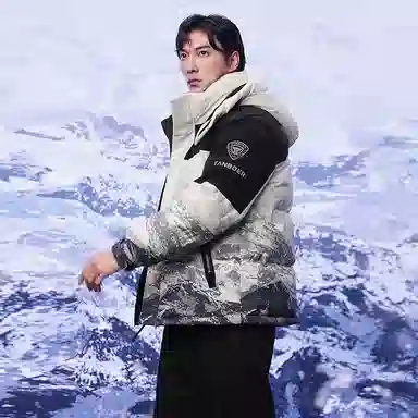 坦博尔 撞色拼接运动保暖可脱卸帽面包服羽绒服 男女同款