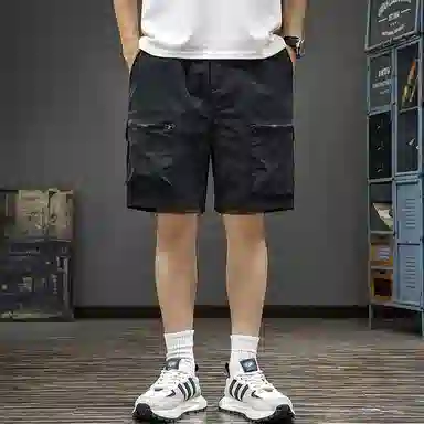遨宇 美式高街经典户外机能潮牌运动学院风工装极简慵懒风薄款速干五分裤宽松直筒运动中裤休闲短裤 男款
