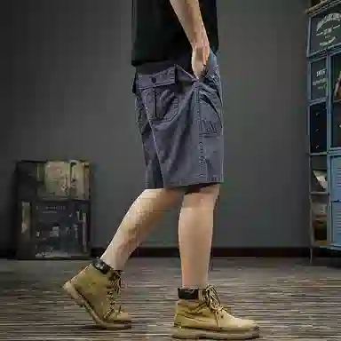 遨宇 美式高街极简潮牌嘻哈街头褶皱薄款户外机能速干工装男户外运动机能宽松直筒中裤子男五分休闲短裤 男款
