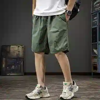 遨宇 美式夏威夷户外机能多巴胺轻薄速干工装男潮牌宽松大码高端排扣沙滩裤子男五分裤休闲短裤 男款