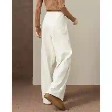 【dme】 醇厚保暖云绒呢冬季抽绳撞色松紧高腰弯刀裤直筒小个子腰舒适百搭纯色宽松潮流休闲裤 女款