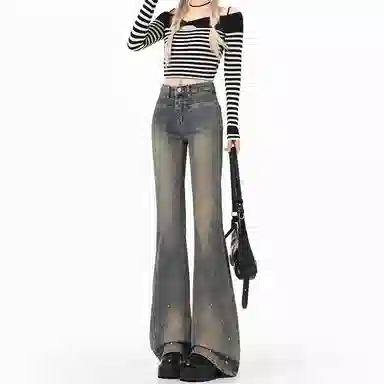 淑好百 修身显瘦水洗高腰牛仔裤 女款