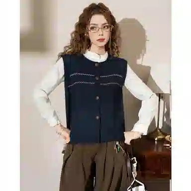 法文箱子 羊毛秋季叠穿马甲 女款