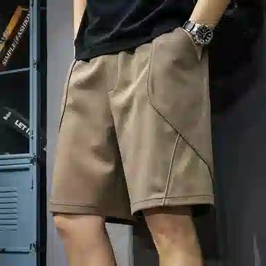 遨宇 美式运动学院风高端潮牌城市机能原木风复古宽松直筒五分工装中裤休闲短裤 男款