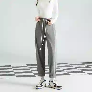 法文箱子 宽松哈伦裤春季纯色中腰长裤休闲裤 女款