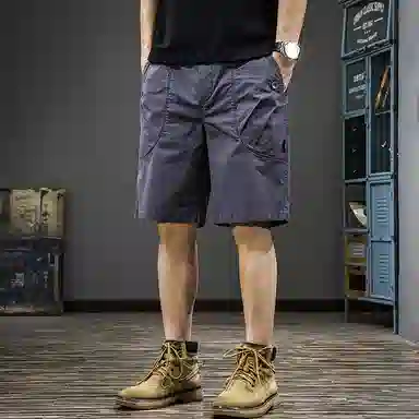 遨宇 美式高街极简潮牌嘻哈街头褶皱薄款户外机能速干工装男户外运动机能宽松直筒中裤子男五分休闲短裤 男款