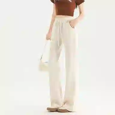 法文箱子 简约纯色修身高腰长裤休闲裤 女款