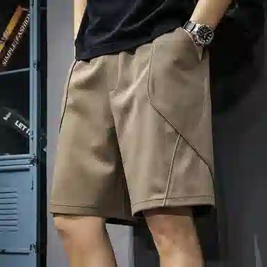 遨宇 美式运动学院风高端潮牌城市机能原木风复古宽松直筒五分工装中裤休闲短裤 男款