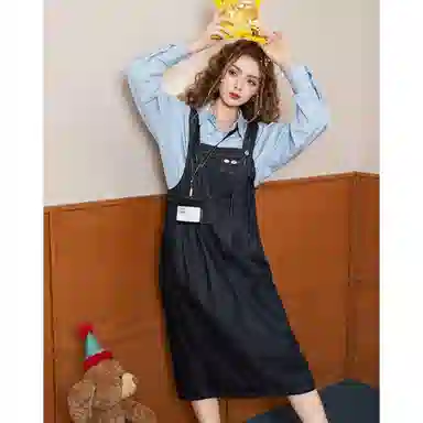 法文箱子 减龄牛仔小个子无袖连衣裙 女款