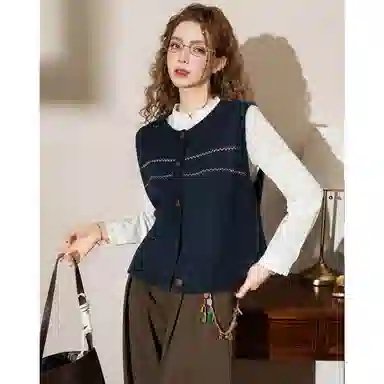 法文箱子 羊毛秋季叠穿马甲 女款