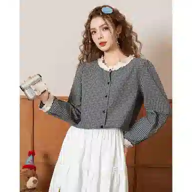 法文箱子 宽松春秋季学院风衬衫 女款