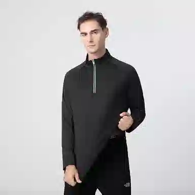 浪莎 长袖半拉链纯色常规运动风套头健身衣 男款