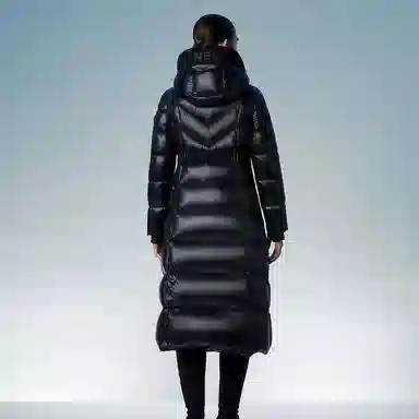 坦博尔 高充绒长款连帽纯色长袖通勤羽绒服 女款