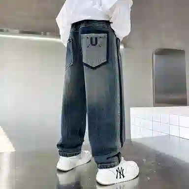 黑恐龙牛仔裤 秋季男孩潮休闲长裤 青少年