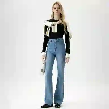 淑好百 高弹力显瘦喇叭高腰牛仔裤 女款