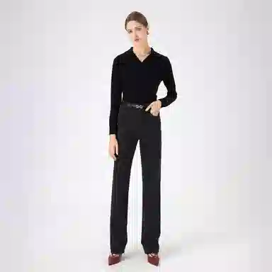 淑好百 烟灰色阔腿宽松高腰牛仔裤 女款