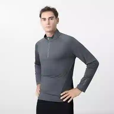 浪莎 长袖半拉链纯色常规运动风套头健身衣 男款