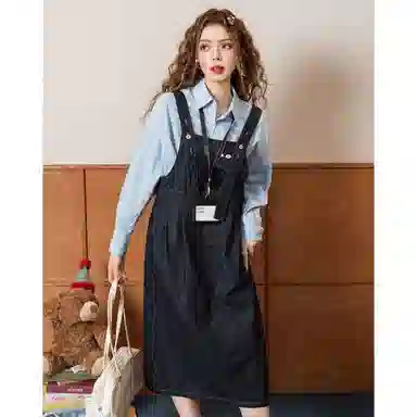 法文箱子 减龄牛仔小个子无袖连衣裙 女款