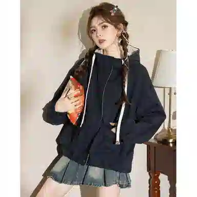 法文箱子 短款连帽宽松夹克 女款
