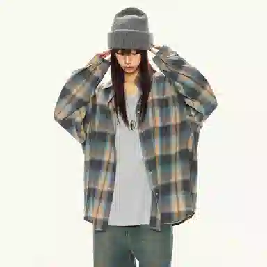 淑好百 复古撞色格子长袖日常衬衫 女款