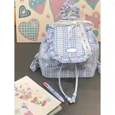 米囹 学院少女设计蕾丝双肩包 可爱百搭通勤 小背包女大学生 小号 无配色