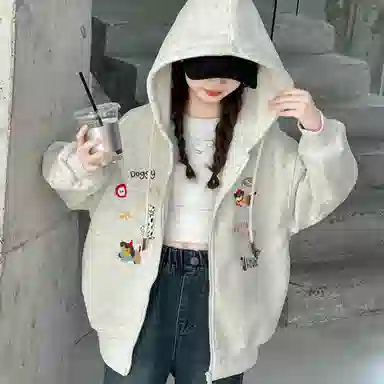 米囹卫衣 洋气连帽休闲外套宽松型 儿童款