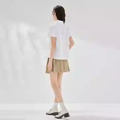 爱依服 简约纯色休闲通勤短袖衬衫 女款