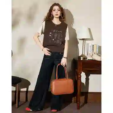 法文箱子 刺绣针织春秋季马甲 女款