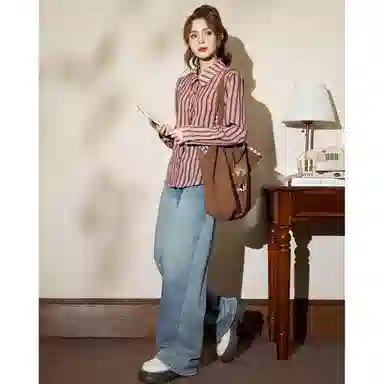 法文箱子 宽松长袖秋季衬衫 女款