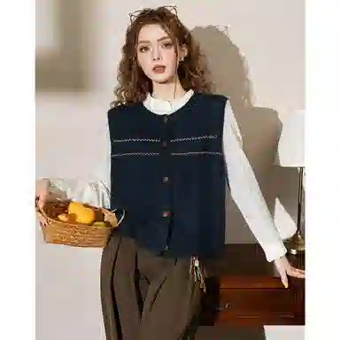 法文箱子 羊毛秋季叠穿马甲 女款