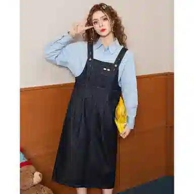 法文箱子 减龄牛仔小个子无袖连衣裙 女款