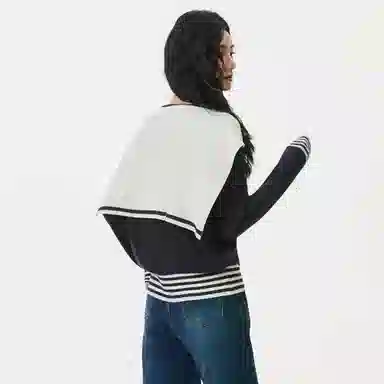 淑好百 学院风撞色条纹开衫针织衫 女款