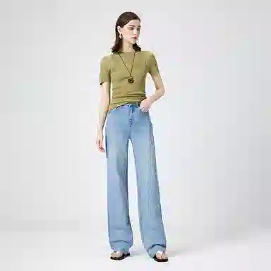 淑好百 宽幅宽松显瘦休闲高腰牛仔裤 女款