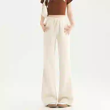 法文箱子 简约纯色修身高腰长裤休闲裤 女款