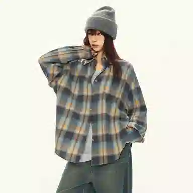 淑好百 复古撞色格子长袖日常衬衫 女款