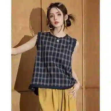 法文箱子 高级感小个子格纹衬衫 女款
