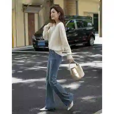 【dme】 手工钉珠圆领简约时尚百搭优雅气质长袖针织衫 女款