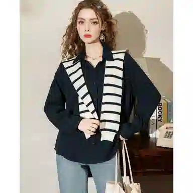 法文箱子 针织披肩复古衬衫 女款