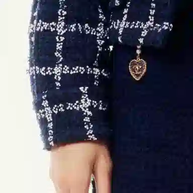 CHANEL Plaid Single-Breasted Jacket Navy Blue