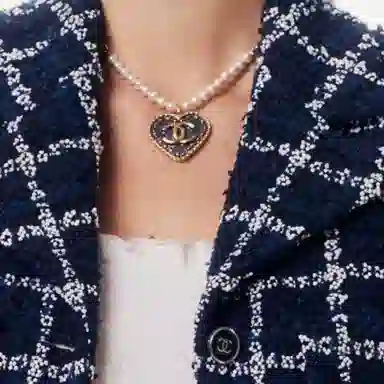 CHANEL Plaid Single-Breasted Jacket Navy Blue