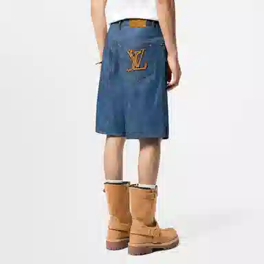 Louis Vuitton FW24 Logo Embroidered Denim Shorts