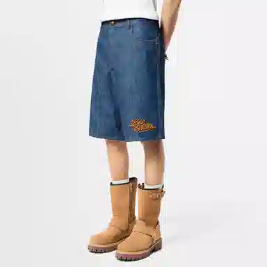 Louis Vuitton FW24 Logo Embroidered Denim Shorts
