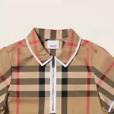 Burberry Half-Zip Check Polo Shirt
