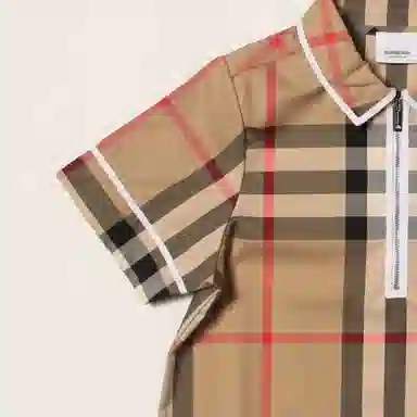 Burberry Half-Zip Check Polo Shirt