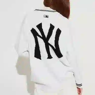 MLB Basic Logo V-Neck Knit Yankees White